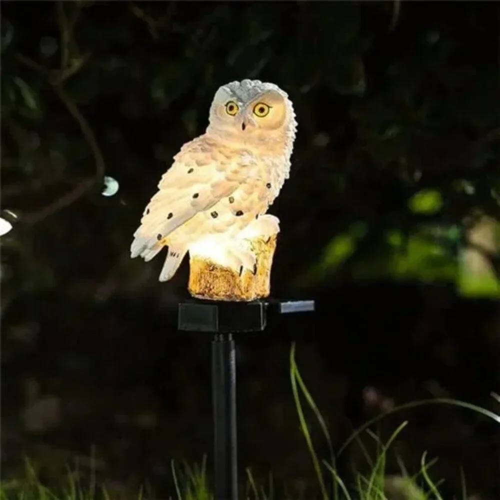 Garden Solar Light Outdoor Decor, Resin Owl Solar LED Light with Stake